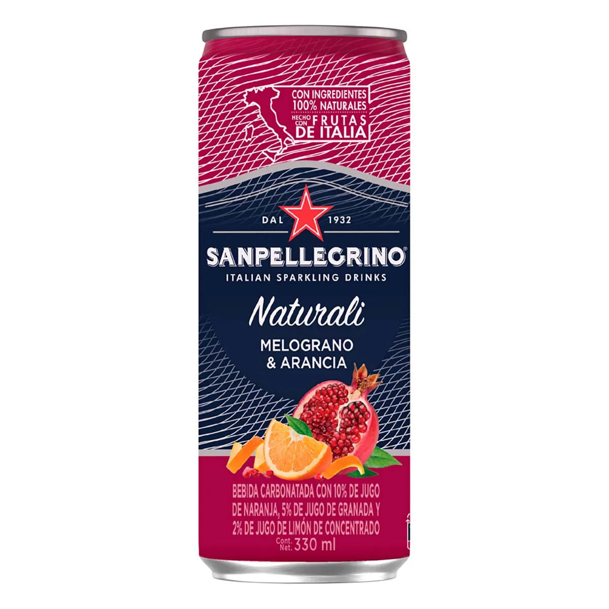 Agua Saborizada San Pellegrino Naturali Melograno & Arancia - 330 Ml