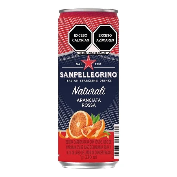 Agua Saborizada San Pellegrino Naturali Aranciata Rossa Lata - 330 Ml