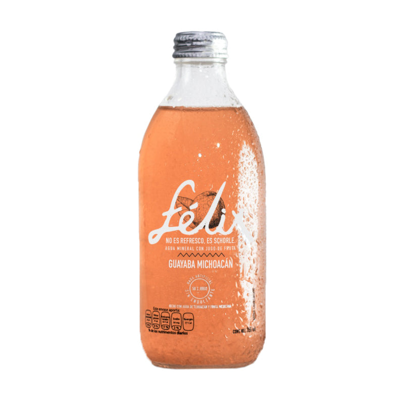 Soda Natural Felix Schorle Sabor Guayaba Michoacan Vidrio - 355 Ml